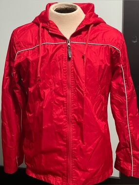 i5 Red Rain Coat Rain Jacket Windbreaker size L